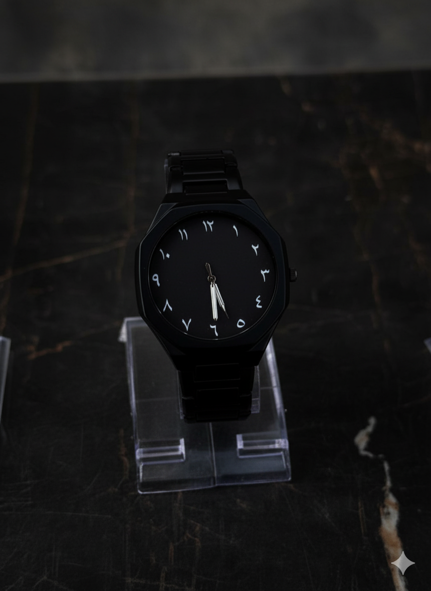 Arabic Aura Latest 2025 Watch for Men Boys| Matt Black Arabic Aura Watch for Men Women| Butterfly Clasp High Quality Watch