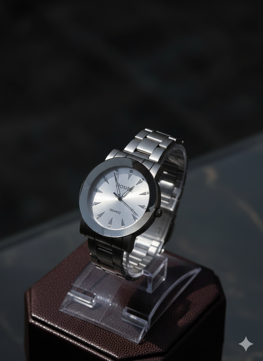 Positif Silver Men's Quartz Watch | Minimalist Stainless Steel Design