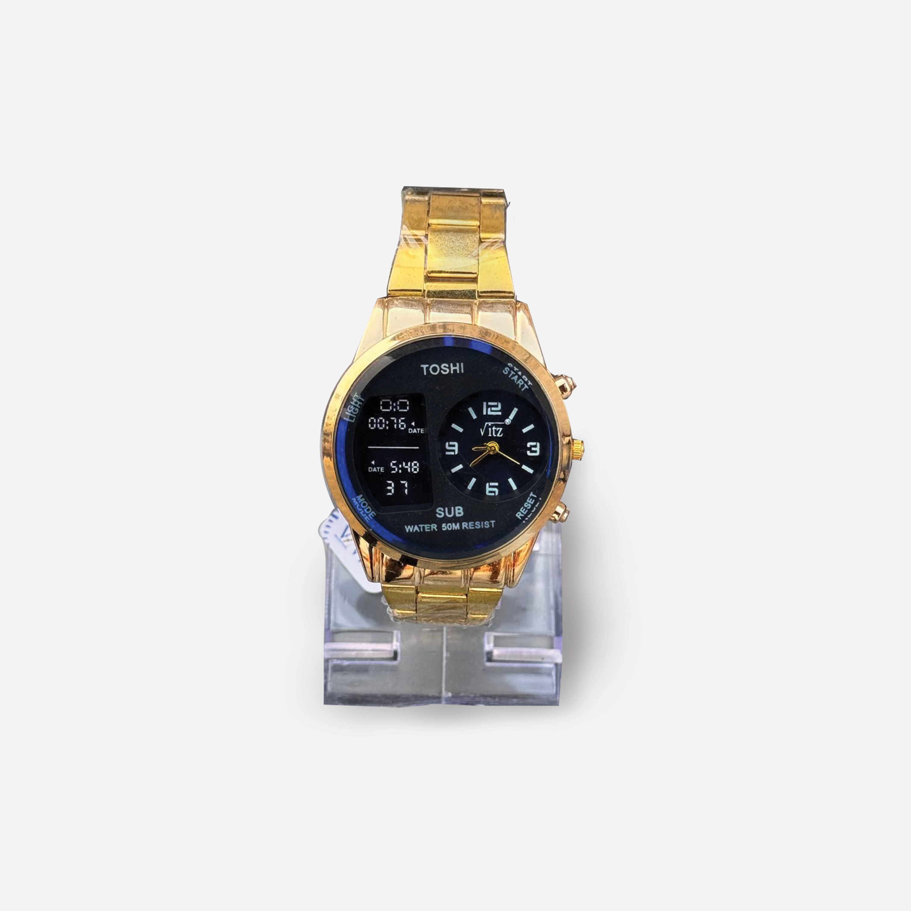 TOSHI Dual Display Gold Watch