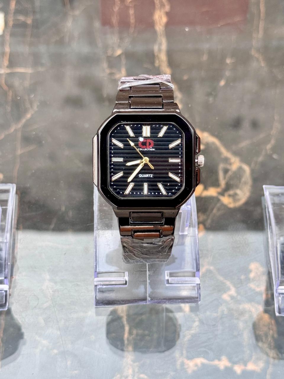 CD Collection Men's Black Square Dial Watch | Premium Quartz Wristwatch for Men 2025